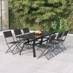 Set de servit masa pentru grădină, 7 piese, gri și negru GartenMobel Dekor