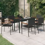 Set de servit masa pentru grădină, 7 piese, negru GartenMobel Dekor