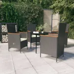 Set masă pentru grădină, 5 piese, cu perne, negru GartenMobel Dekor