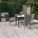 Set mobilier de grădină, 5 piese, gri și negru GartenMobel Dekor