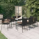 Set mobilier de grădină, 9 piese, negru GartenMobel Dekor