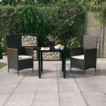 Set mobilier de grădină cu perne, 3 piese, negru GartenMobel Dekor