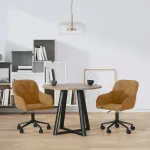 Scaune de bucătărie pivotante, 2 buc., maro, catifea GartenMobel Dekor