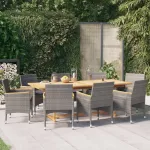 Set mobilier de grădină cu perne, gri, 9 piese GartenMobel Dekor