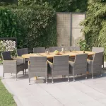 Set mobilier de grădină cu perne, 11 piese, gri GartenMobel Dekor