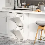 Dulap pentru sortare gunoi Sollentuna, metal alb, 2x14 L