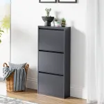 Pantofar metalic gri Sokndal cu 3 clapete pentru 6 perechi