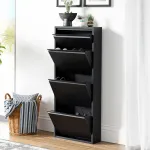 Pantofar metalic Sokndal cu 4 clapete, negru, pentru hol ingust