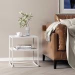 Beistelltisch Raahe mit Ablage Weiß [en.casa]