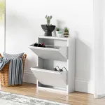 Pantofar metalic alb Sokndal cu 2 clapete, pentru 4 perechi