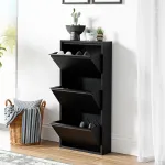 Pantofar metalic Sokndal cu 3 clape, negru, pentru 6 perechi