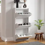 Pantofar metalic alb Sokndal cu 3 clapete, pentru 6 perechi