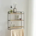 Raft de perete Skovbo cu 3 polițe, negru și aspect lemn