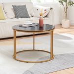 Couchtisch Aulum 50 x 70 cm Marmor, schwarz / Gold [en.casa]