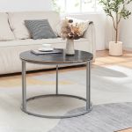 Couchtisch Aulum 50 x 70 cm Marmor, schwarz / Silber [en.casa]