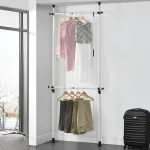 Dulap telescopic pentru haine Kemi alb, cu 2 bare reglabile