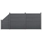 Gard WPC gri cu element inclinat pentru gradina, 183x451 cm