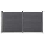 Gard de grădină WPC Getafe cu stâlpi 183x357 cm, gri