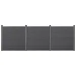 Gard WPC Getafe gri cu stâlpi, protecție vizuală pentru grădină 183x531 cm