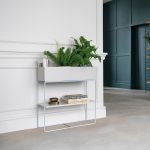 Consolă metalică gri deschis cu poliță detașabilă 71,5x65x24 cm