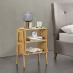 Set 2 noptiere Vinderup din bambus natur, stivuibile, [en.casa]