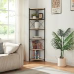 Pflanzregal Ulfborg 6 Ablagen 160x30x30 cm Schwarz/Eicheoptik [en.casa]