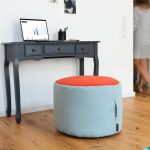 Pouf rotund reversibil Sky REMEMBER, albastru, 40xØ55 cm