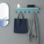 Cuier de perete Mint cu poliță și 6 cârlige, 60 x 13 cm, REMEMBER