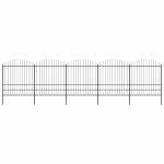 Gard de grădină cu vârf tip suliță din oțel 892,5x200 cm, negru GartenMobel Dekor