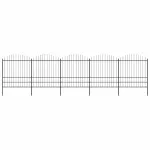 Gard de grădină cu vârf tip suliță din oțel 892,5x200 cm, negru GartenMobel Dekor