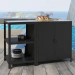 Set mobilier de grădină Bolognano cu dulap și raft, negru mat