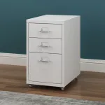 Fișet mobil cu 3 sertare din oțel, alb mat, 48x28x41 cm