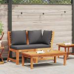 Set mobilier de grădină, 3 piese, perne gri închis, lemn acacia GartenMobel Dekor
