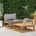 Set mobilier de grădină cu perne, 3 piese, lemn masiv de acacia GartenMobel Dekor