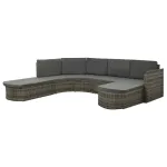 Set mobilier de grădină cu perne, 4 piese, poliratan, gri GartenMobel Dekor