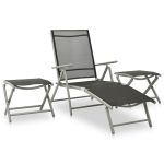 Set mobilier de grădină, 3 piese, argintiu, textilenă&aluminiu GartenMobel Dekor