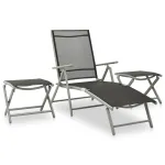 Set mobilier de grădină, 3 piese, argintiu, textilenă&aluminiu GartenMobel Dekor