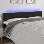 Tăblie de pat cu LED, negru, 160x5x78/88 cm, textil GartenMobel Dekor