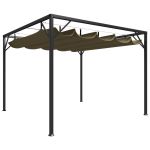 Pavilion grădină, acoperiș retractabil gri taupe 3x3 m 180 g/m² GartenMobel Dekor