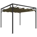 Pavilion grădină, acoperiș retractabil gri taupe 3x3 m 180 g/m² GartenMobel Dekor