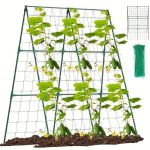 Ansamblu suport araci cu plasa pentru cresterea plantelor cataratoare, castraveti, fasole, mazare, 150x150x1.6 cm GartenVIP DiyLine