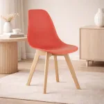 Scaun bucatarie/living, Artool, Kito, PP vermilion, picioare lemn natur, 46x54.5x80 cm GartenVIP DiyLine