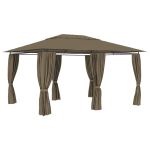 Pavilion de grădină cu perdele, gri taupe, 4 x 3 m, 180 g/m² GartenMobel Dekor