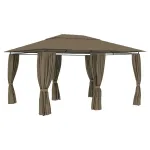 Pavilion de grădină cu perdele, gri taupe, 4 x 3 m, 180 g/m² GartenMobel Dekor