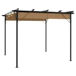 Pergolă cu acoperiș retractabil gri taupe 3x3 m oțel 180 g/m² GartenMobel Dekor