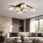 Lustra Clasica Moderna Georgiana, LC111/6BK, 6x E27, Negru, Metal si Sticla