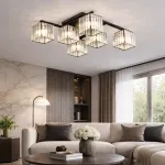 Lustră clasică modernă Georgiana LC111/6BK, 6x E27, negru, metal și sticlă