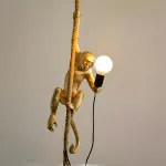 Lustră suspendată vintage LV700 cu maimuță, sfoară, metal și suport negru