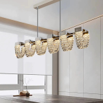 Lustra LED Suspendata, CC370/1200CH, Cristal si Metal, 15W, Lumina Rece/Calda/Neutra 3000K/4000K/6000K, Iluminat Luxos