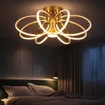 Lustră LED cu telecomandă 25W dimabilă, 3 temperaturi, auriu